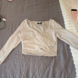 Bebe Cream V-Neck Top
